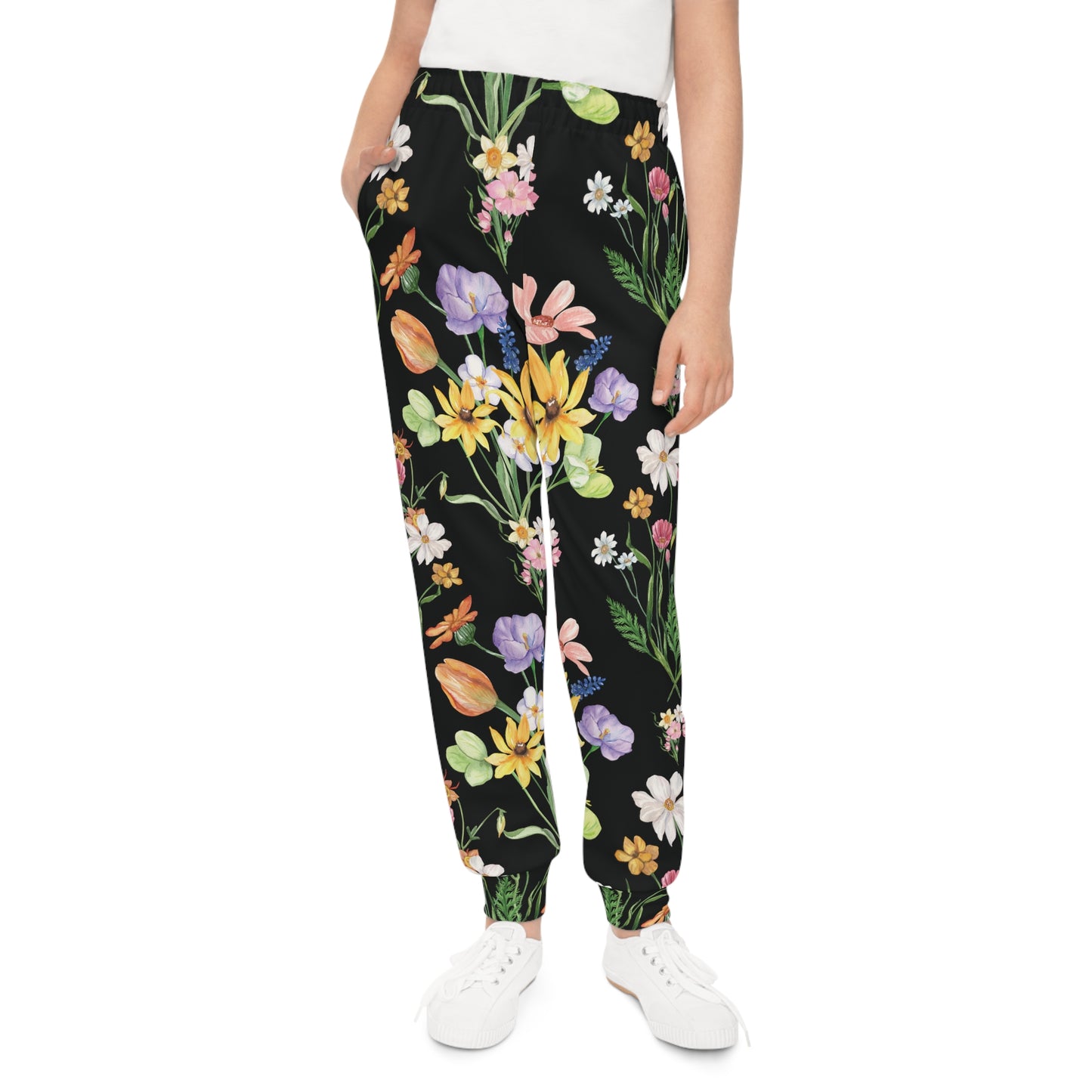 Yvonne Floral Pattern on Black Youth Joggers