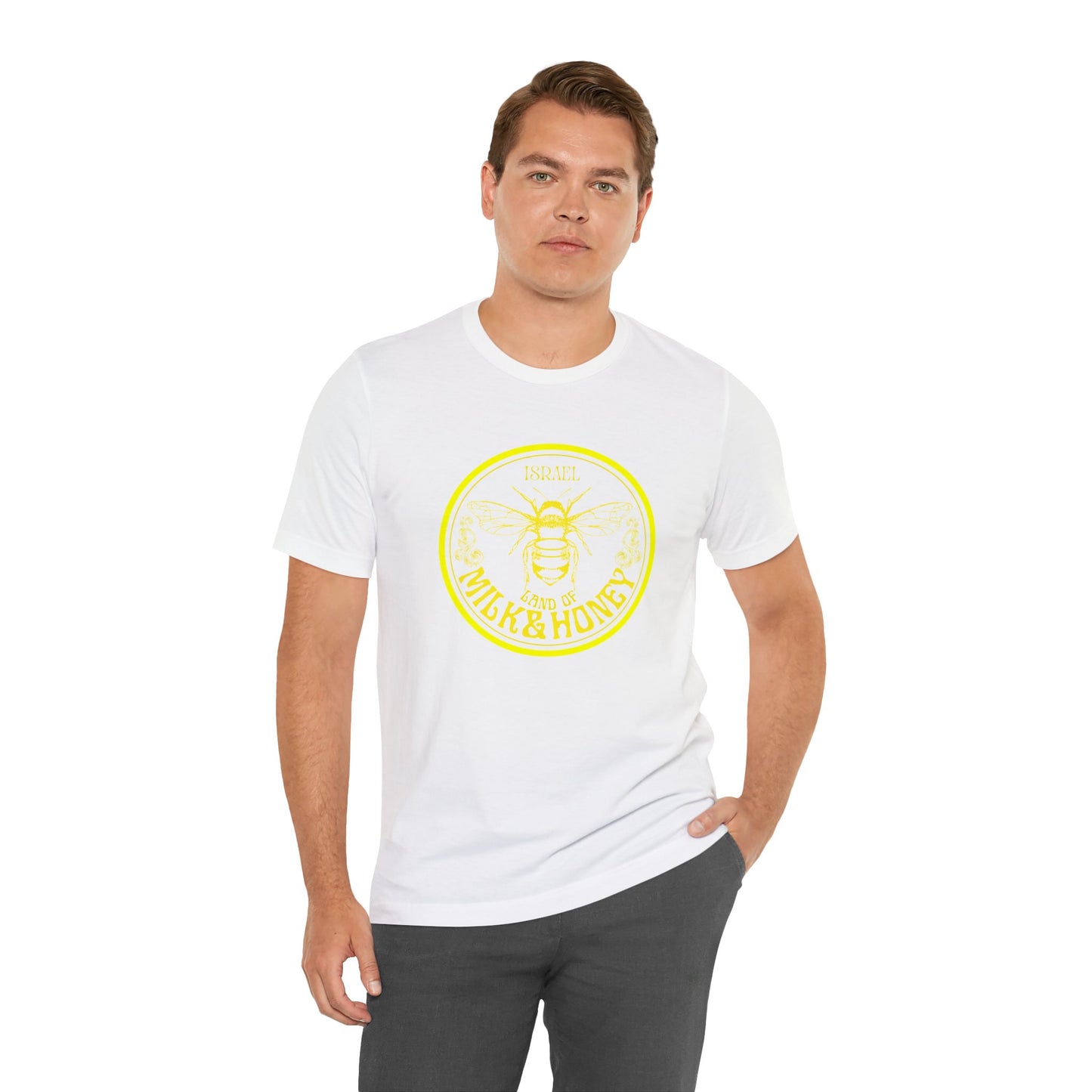 Israel Yellow Milk & Honey Badge Unisex Jersey Short Sleeve Tee