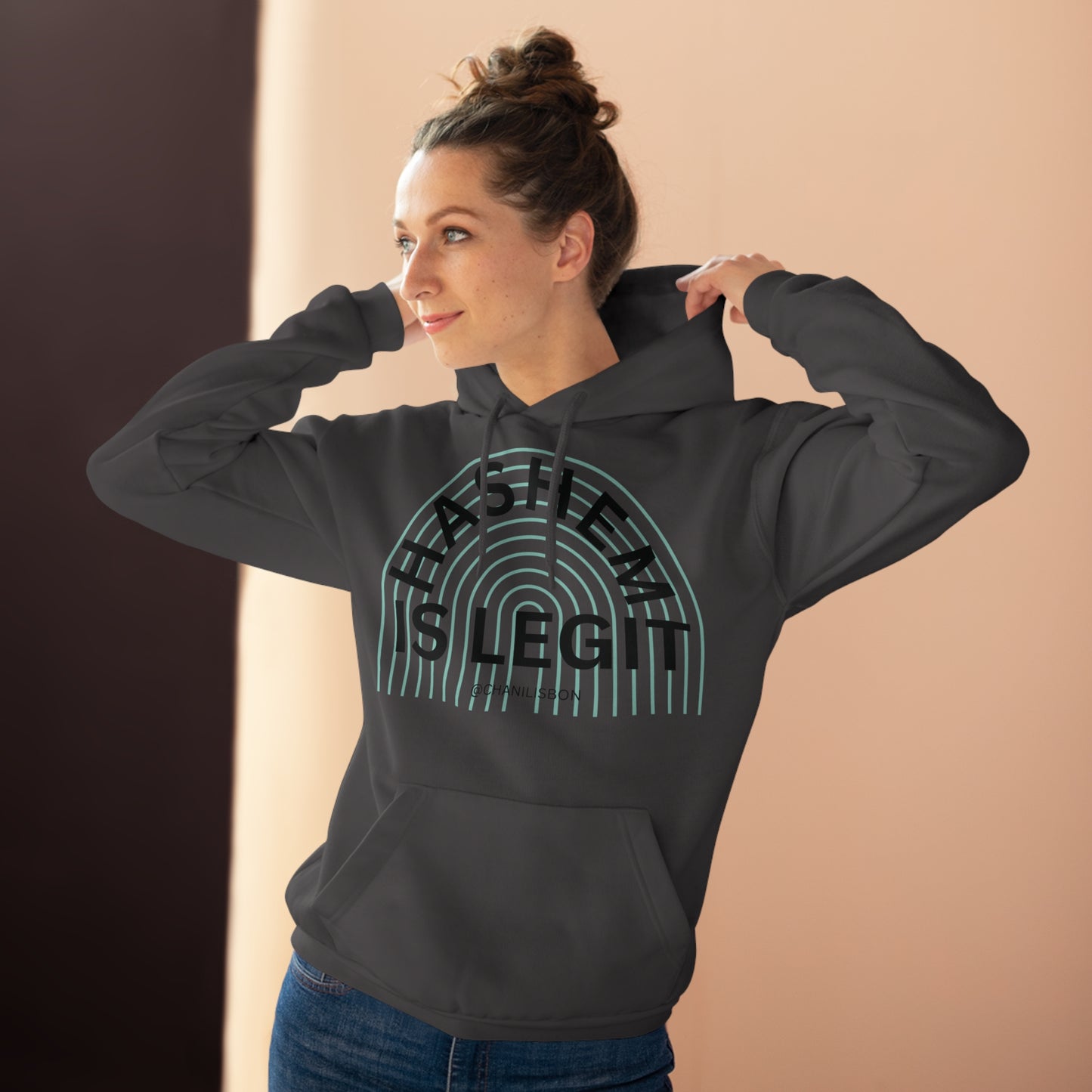 Chani Libson Hashem Is Legit Quote Teal Unisex Pullover Hoodie