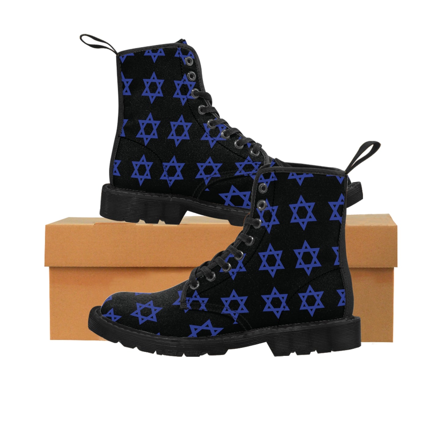 Classic Jewish Stars on Black Women's Canvas Boots