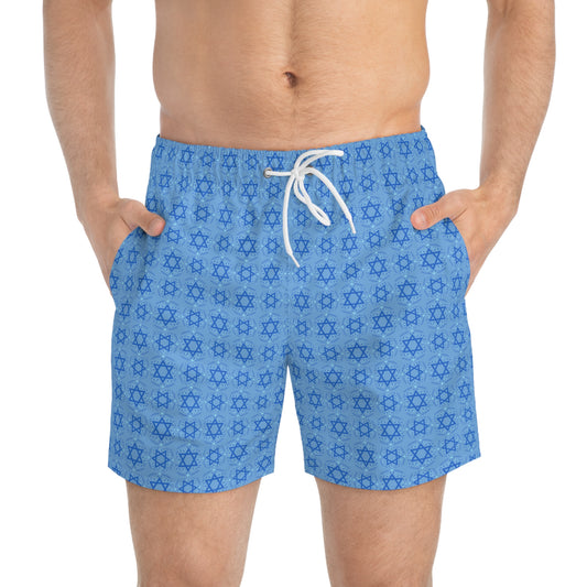 Yechiel Blue Star Swim Trunks