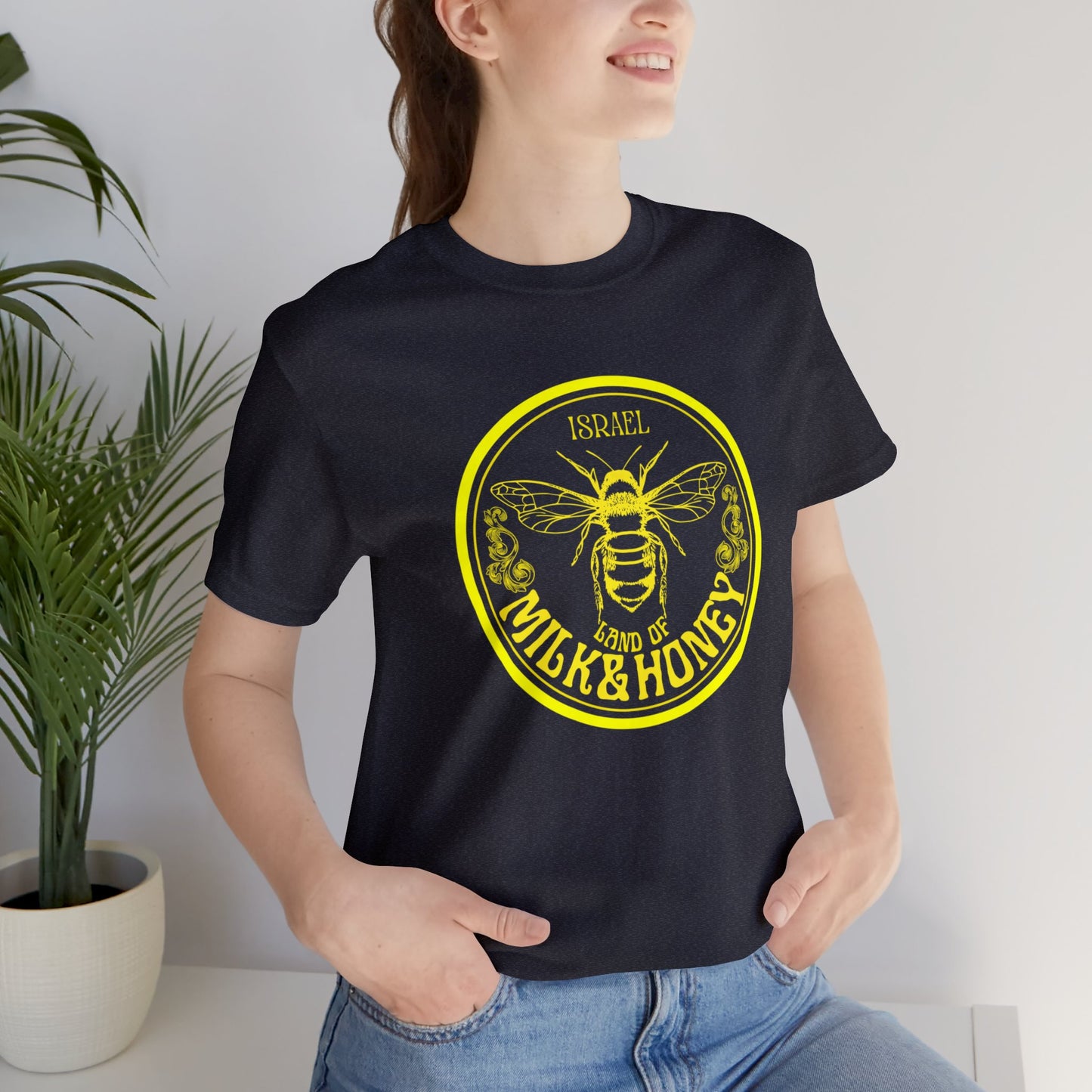 Israel Yellow Milk & Honey Badge Unisex Jersey Short Sleeve Tee