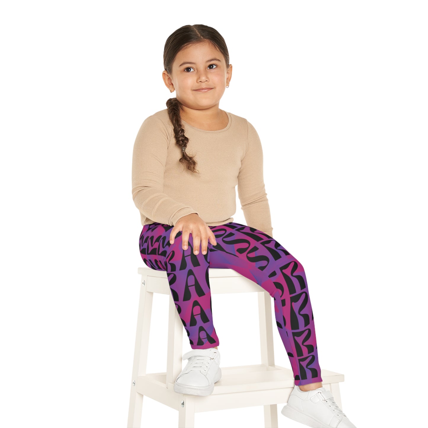 Flow & Squiggle Israel Purple on Hot Pink Kids Leggings