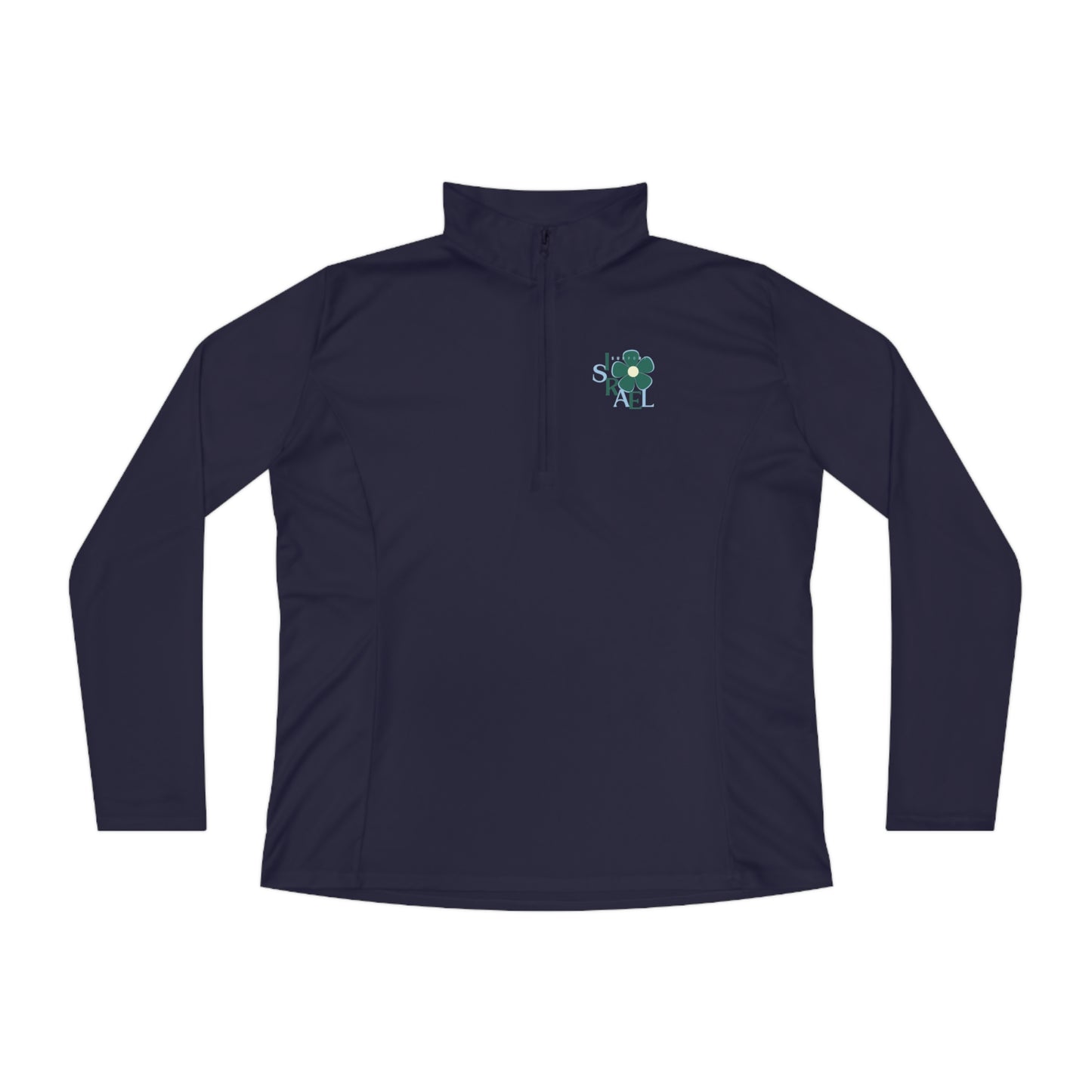 Isa Emerald & Blue Support Israel Flower Ladies Quarter-Zip Pullover