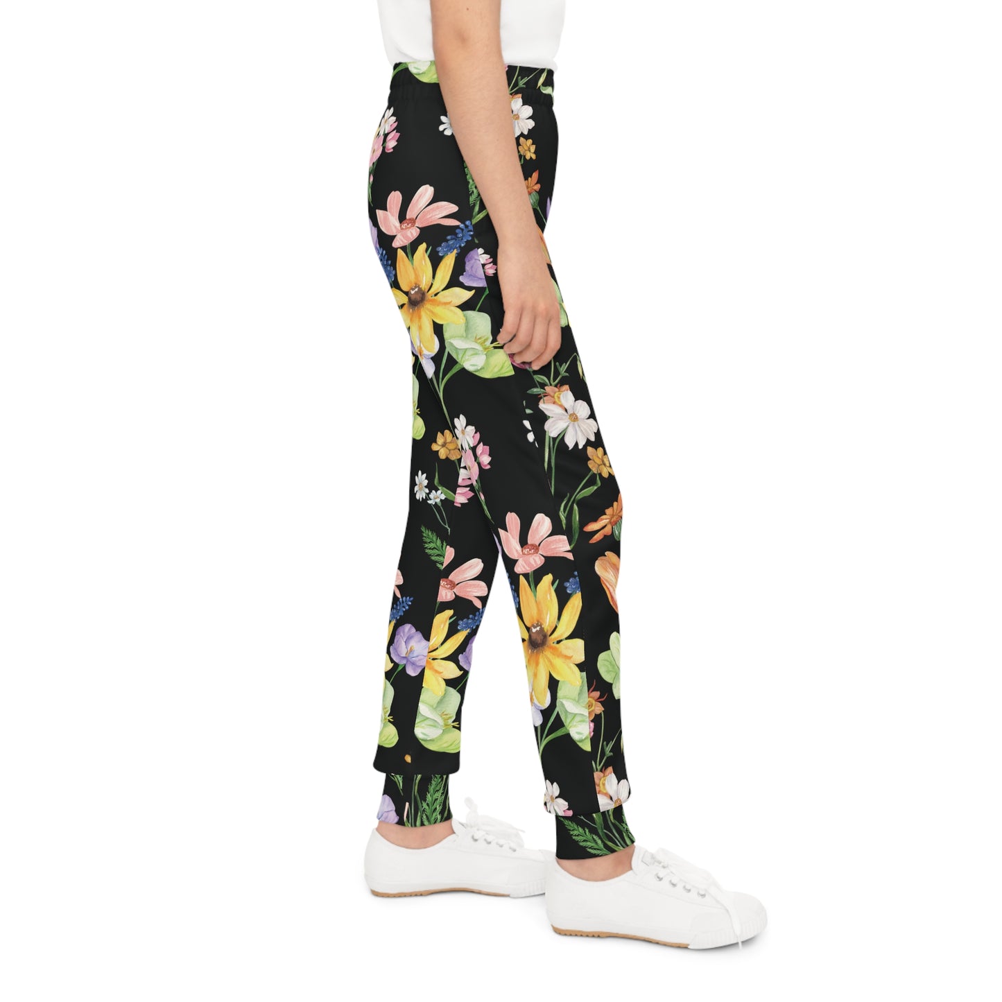 Yvonne Floral Pattern on Black Youth Joggers