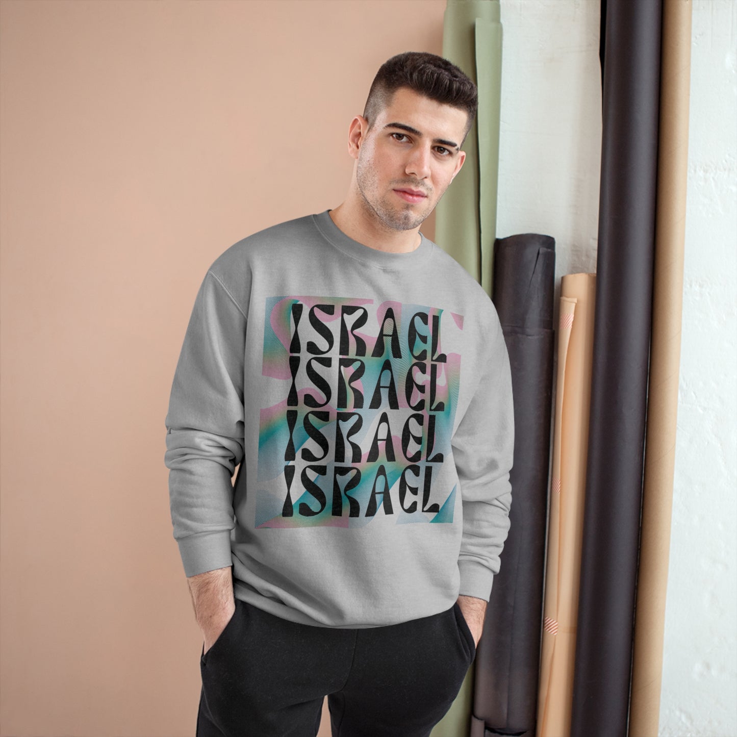 Flow & Squiggle Israel Teal Square Champion Sweatshirt