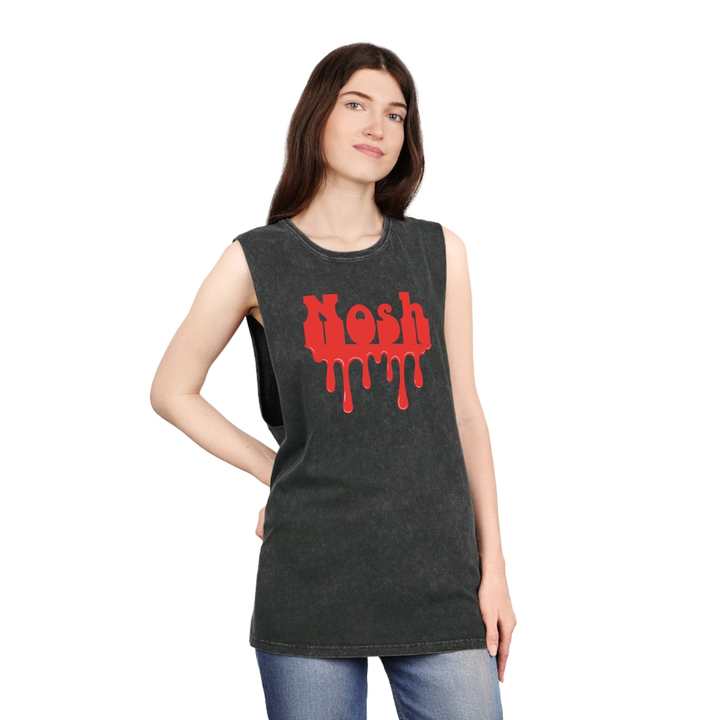 Red Dripping Nosh Unisex Stonewash Tank Top