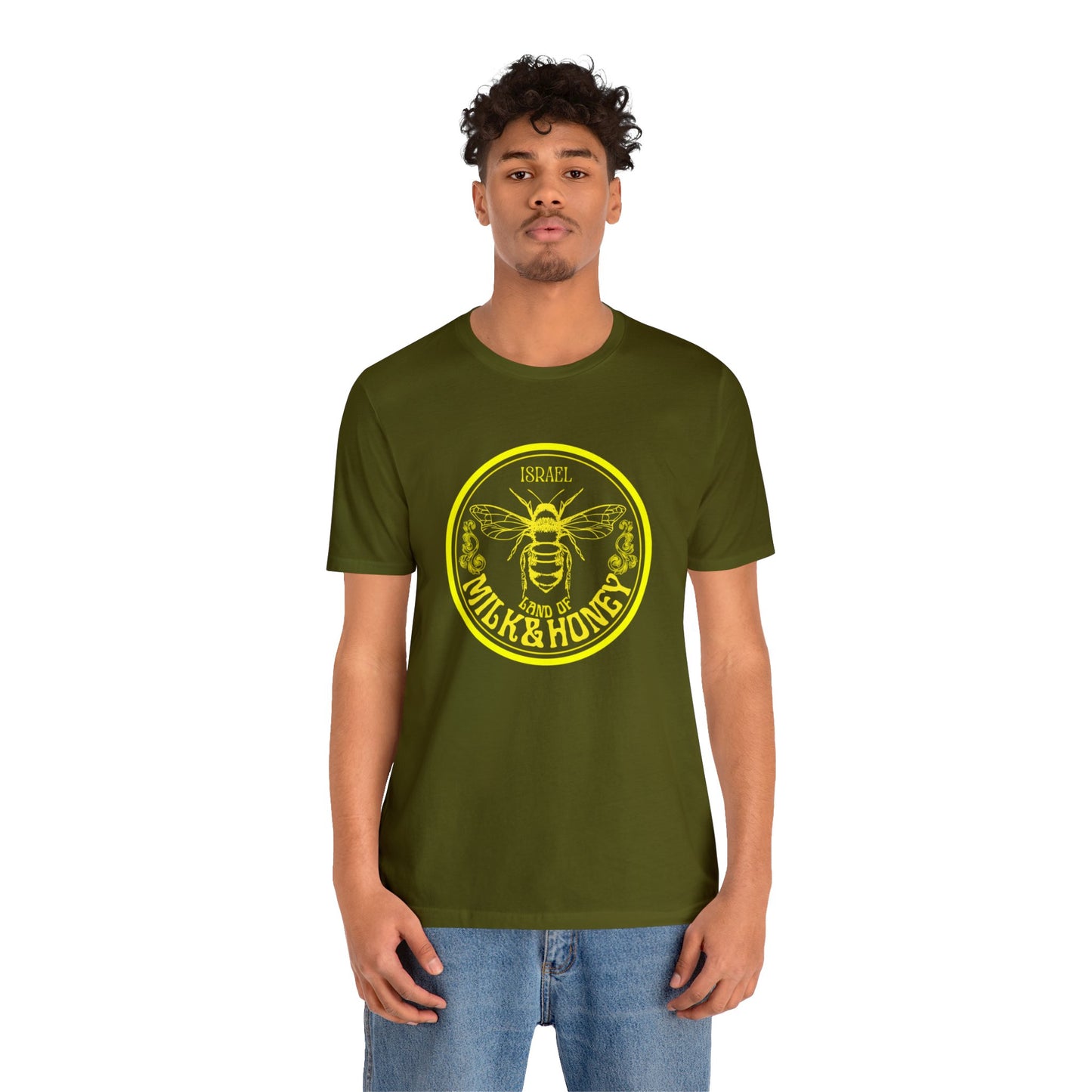 Israel Yellow Milk & Honey Badge Unisex Jersey Short Sleeve Tee