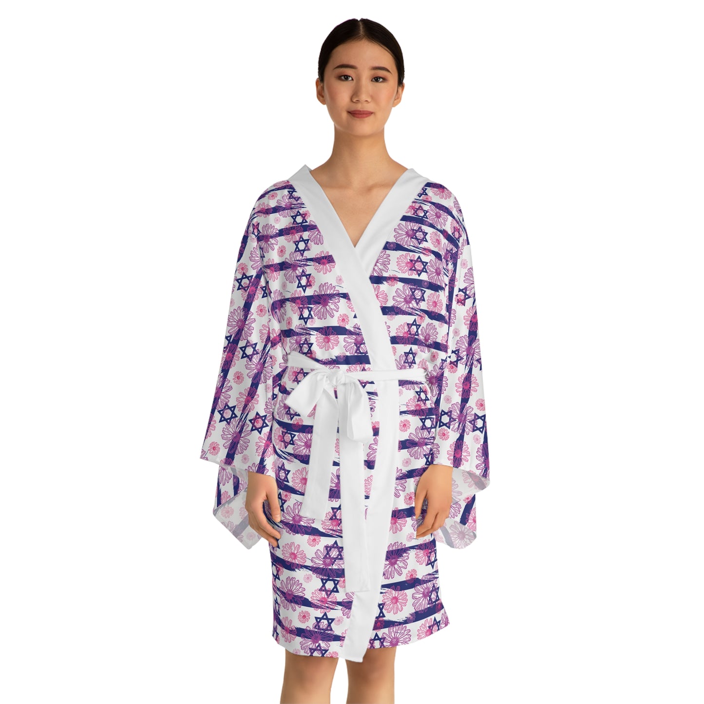 Israel Flower Summer Swim Long Sleeve Kimono Robe