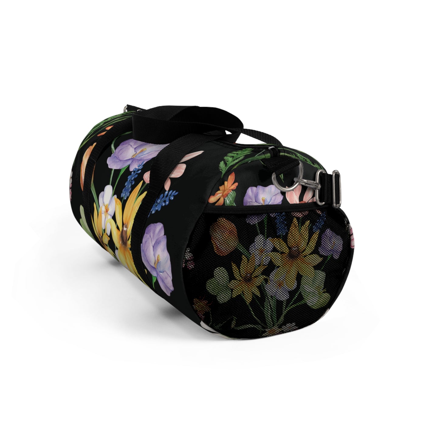 Yvonne Floral Pattern on Black Duffel Bag