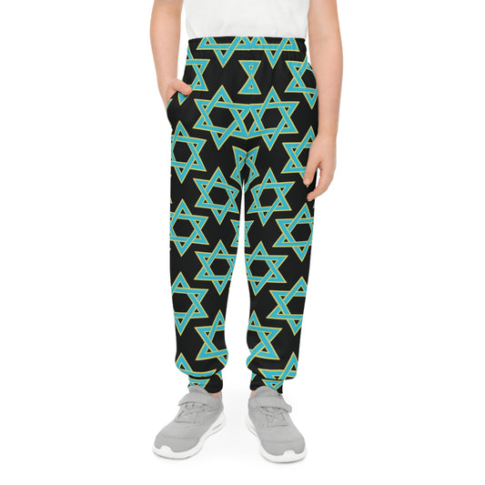 Akira Turquoise & Green Magan David on Black Youth Joggers