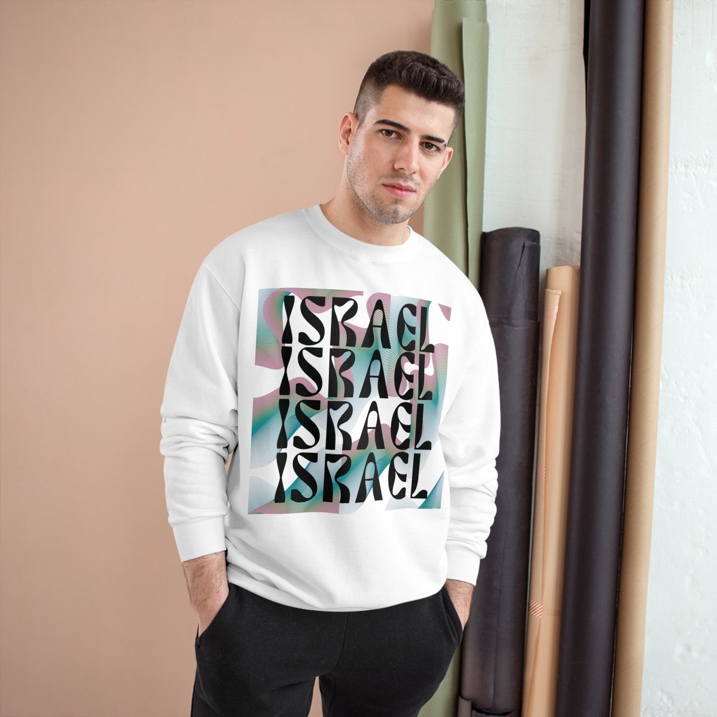 Flow & Squiggle Israel Teal Square Champion Sweatshirt