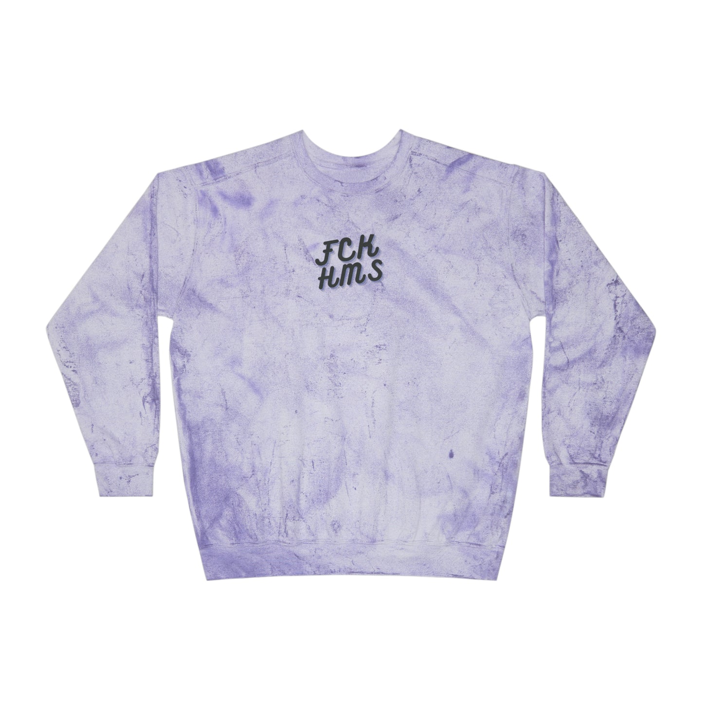 FCK HMS Script Black & Blue Unisex Color Blast Crewneck Sweatshirt