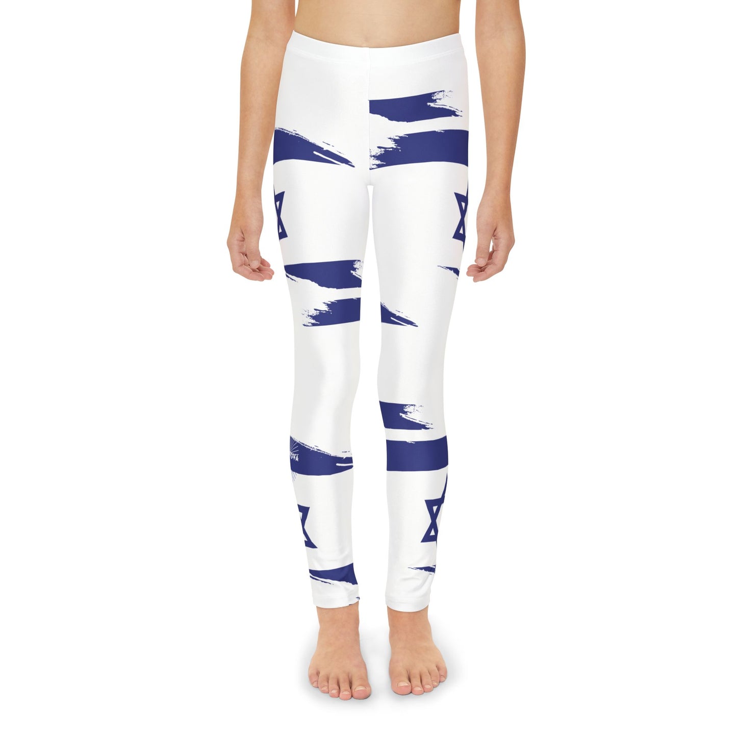 Ilay Larger Israel Flag Pattern on White Youth Full-Length Leggings