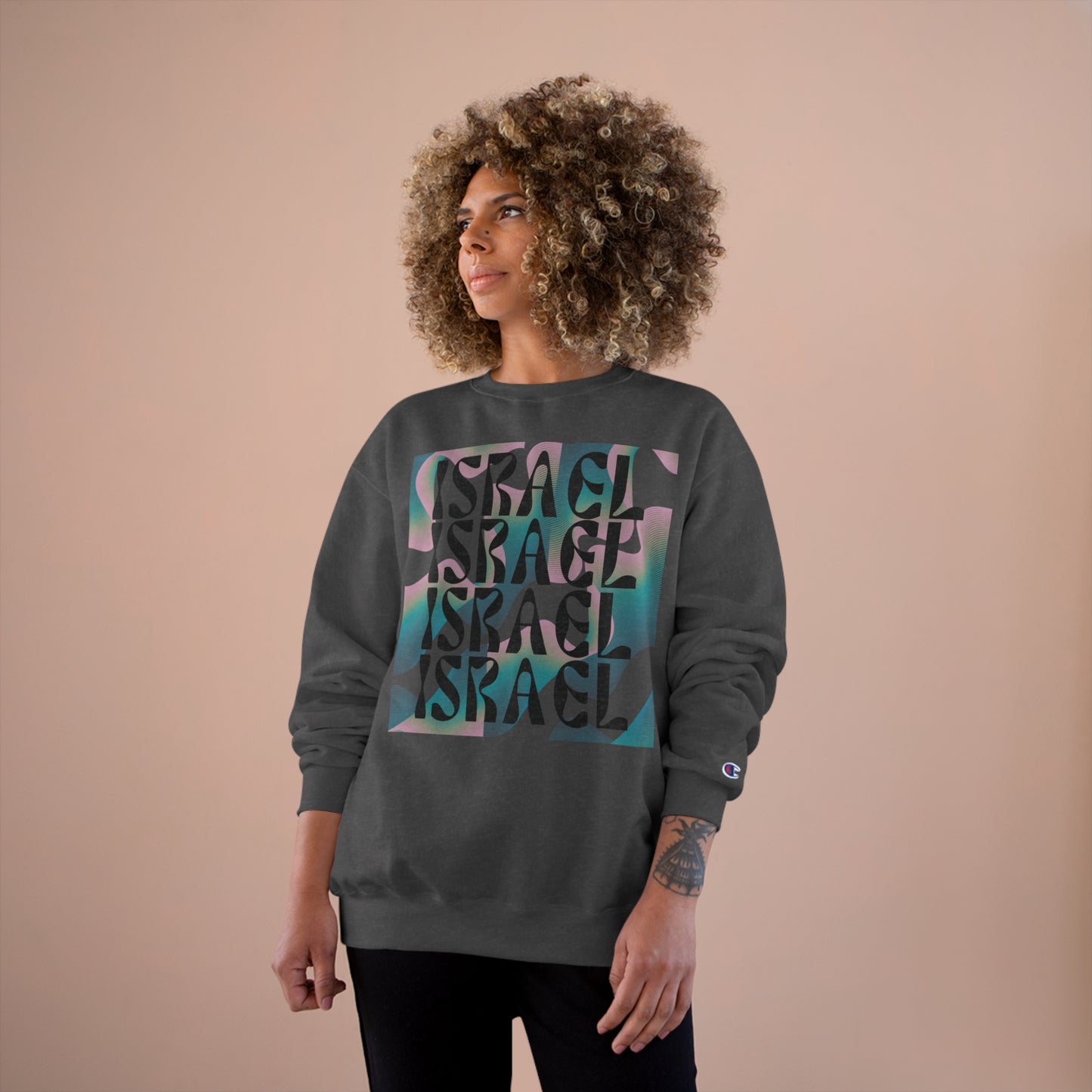 Flow & Squiggle Israel Teal Square Champion Sweatshirt