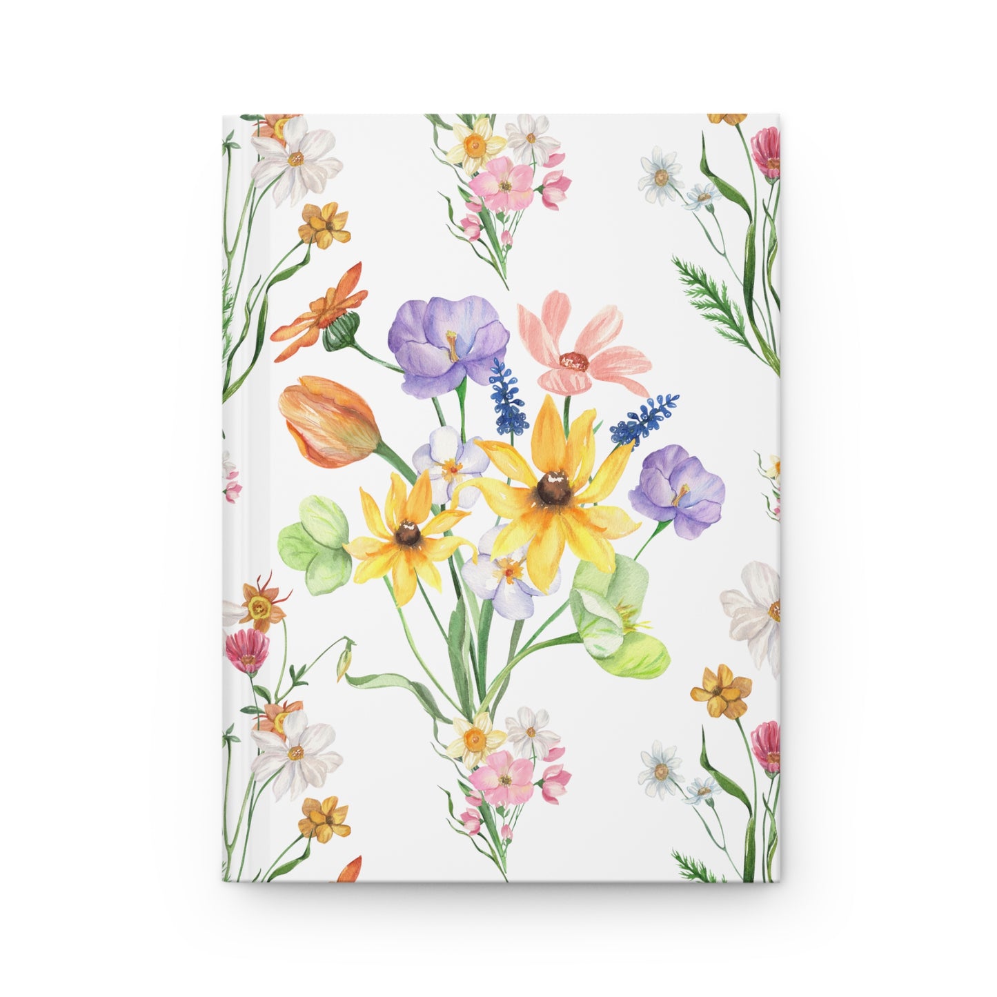 Yvonne Floral Pattern on White Hardcover Journal Matte