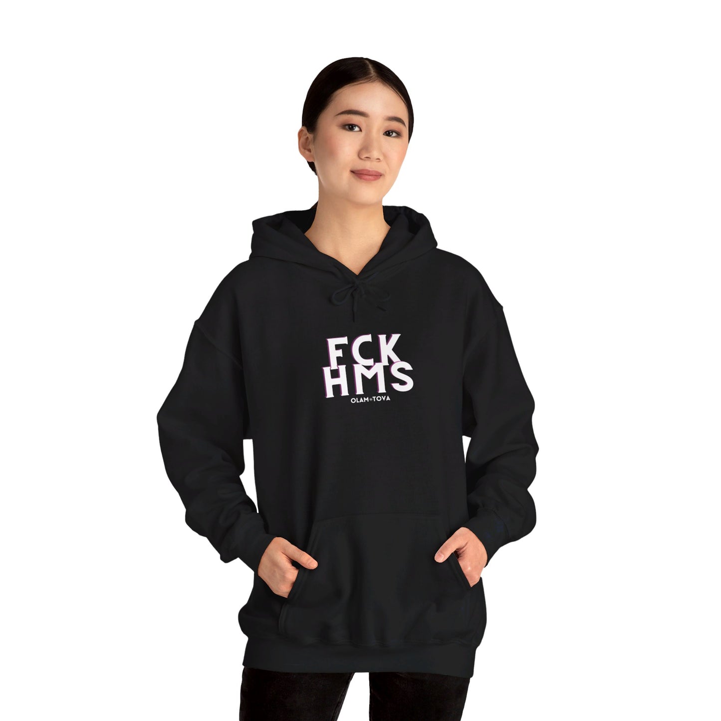 FCK HMS White & Pink Unisex Heavy Blend™ Hooded Sweatshirt