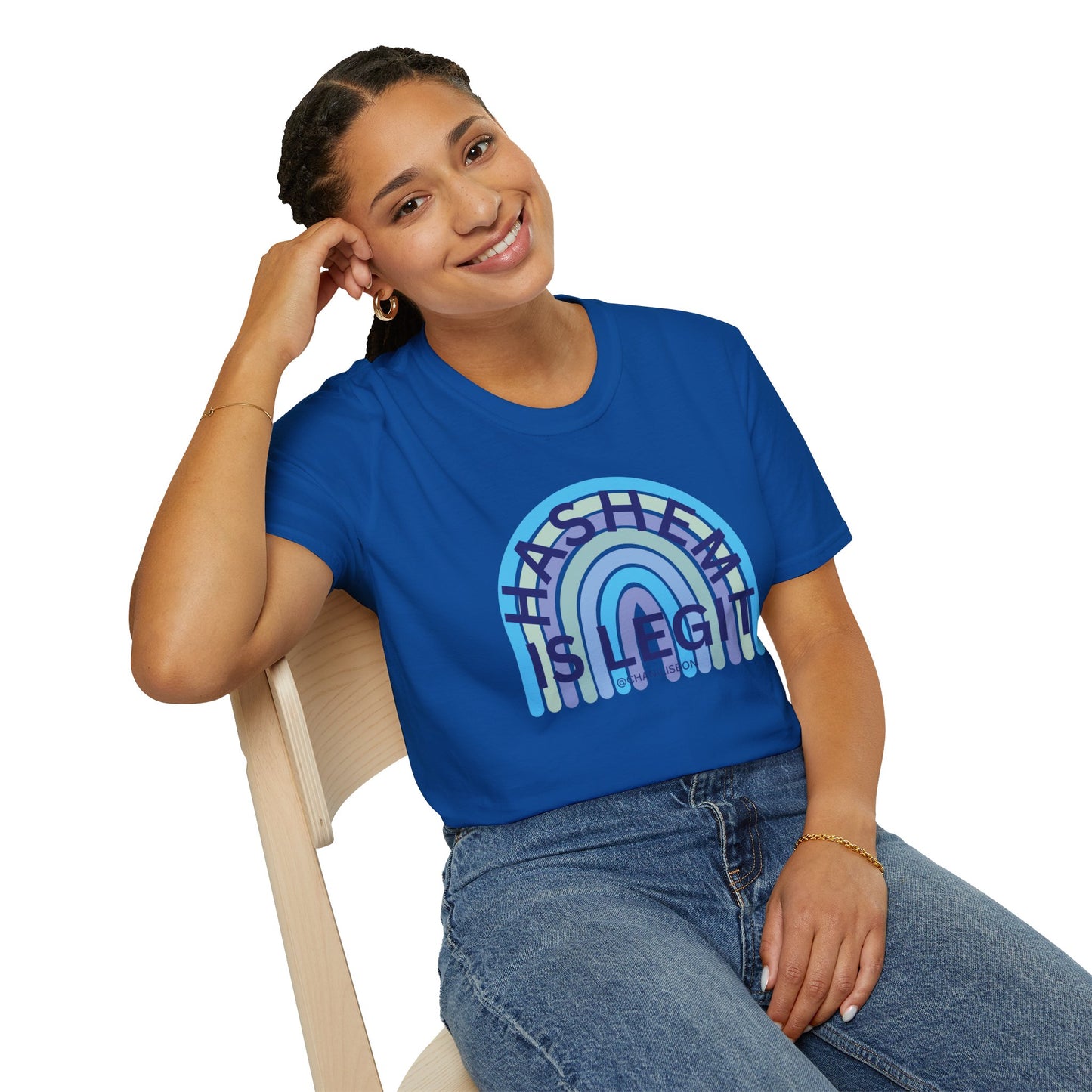 Chani Libson Hashem Is Legit Quote Blue Unisex Softstyle T-Shirt