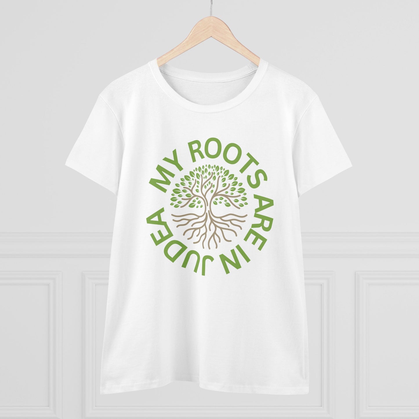 My Roots Are In Judea Green Circle Women's Midweight Cotton Tee