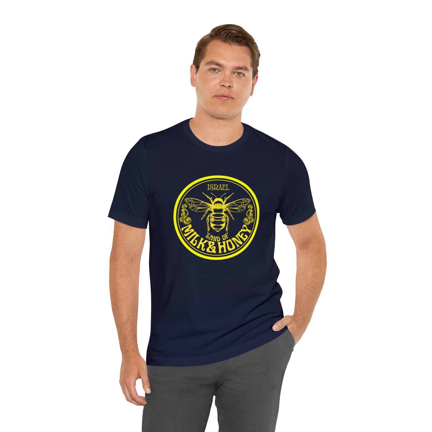 Israel Yellow Milk & Honey Badge Unisex Jersey Short Sleeve Tee