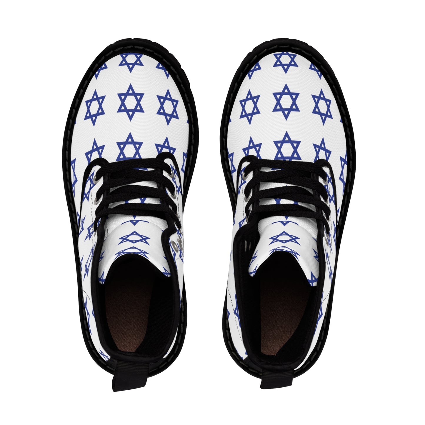 Classic Jewish Stars on White Women's Canvas Boots