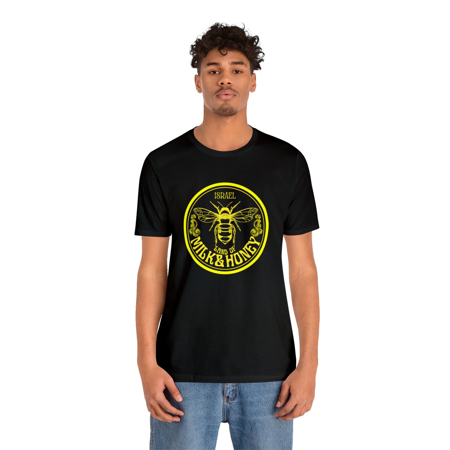 Israel Yellow Milk & Honey Badge Unisex Jersey Short Sleeve Tee