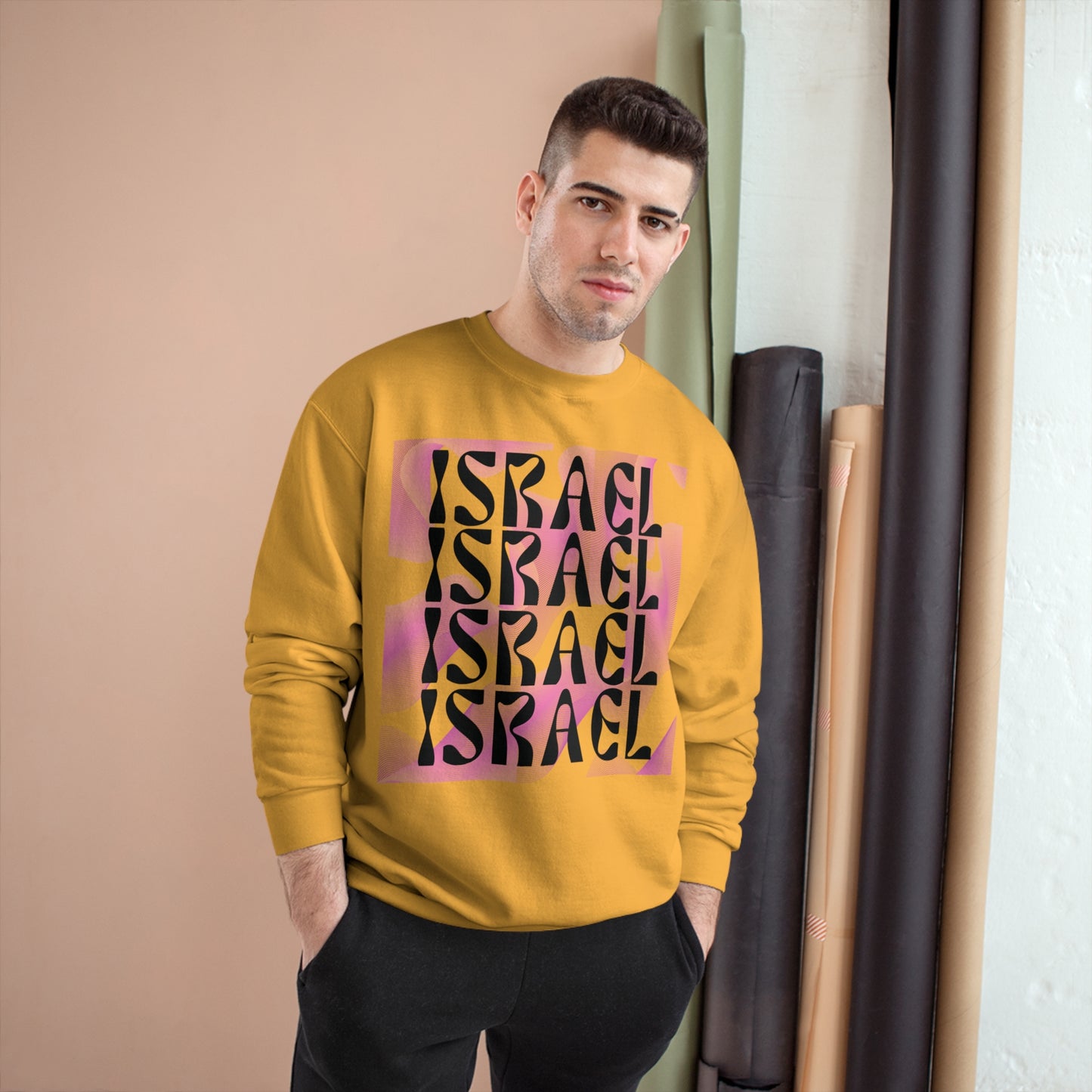 Flow & Squiggle Israel Pink & Coral Square Champion Sweatshirt