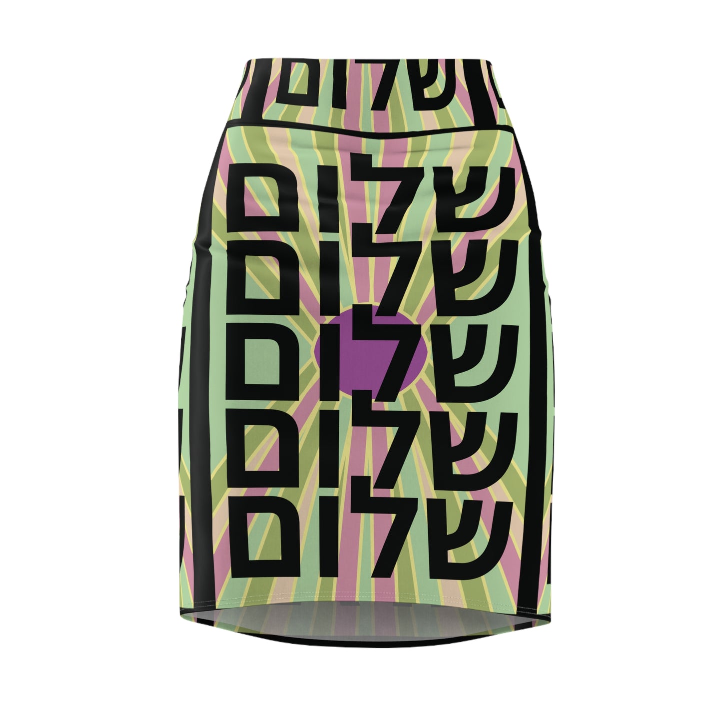 Shalom Mint & Purple Vertical Sun Women's Pencil Skirt