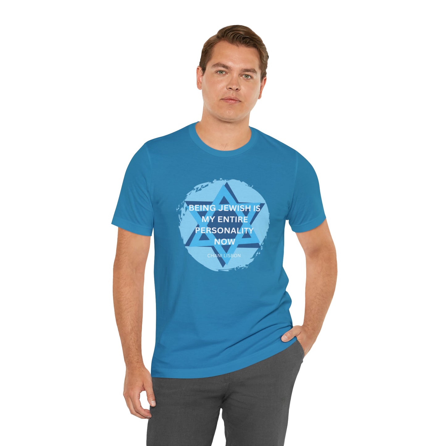 Chani Libson Jewish Personality Quote Design G Blue Unisex Jersey Short Sleeve Tee