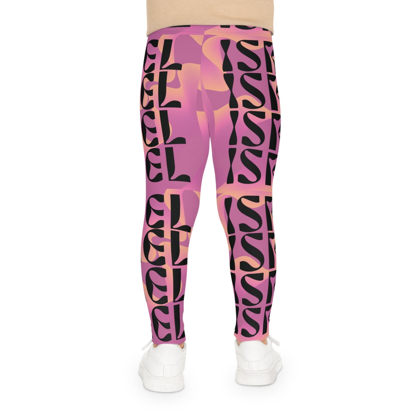 Flow & Squiggle Israel Pink & Coral on Pink Kids Leggings