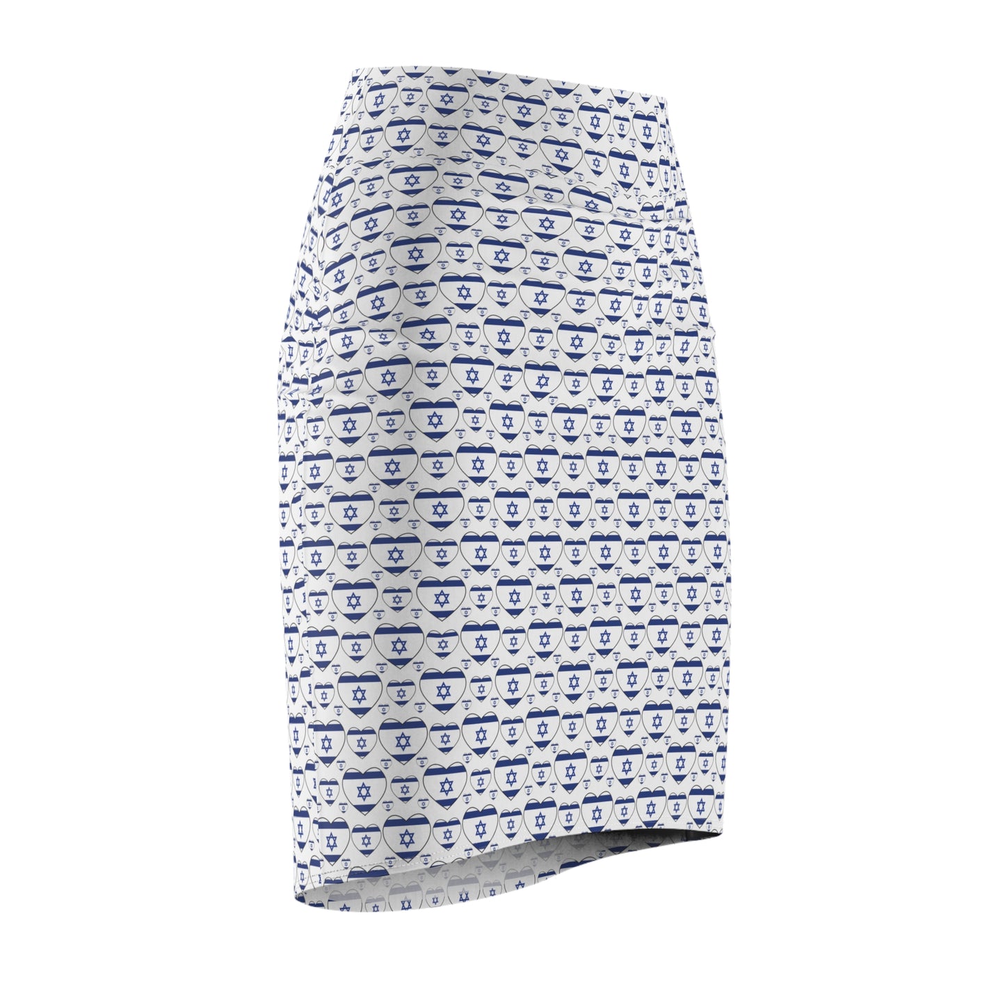 Israel Triple Heart Flag Pattern on White Women's Pencil Skirt