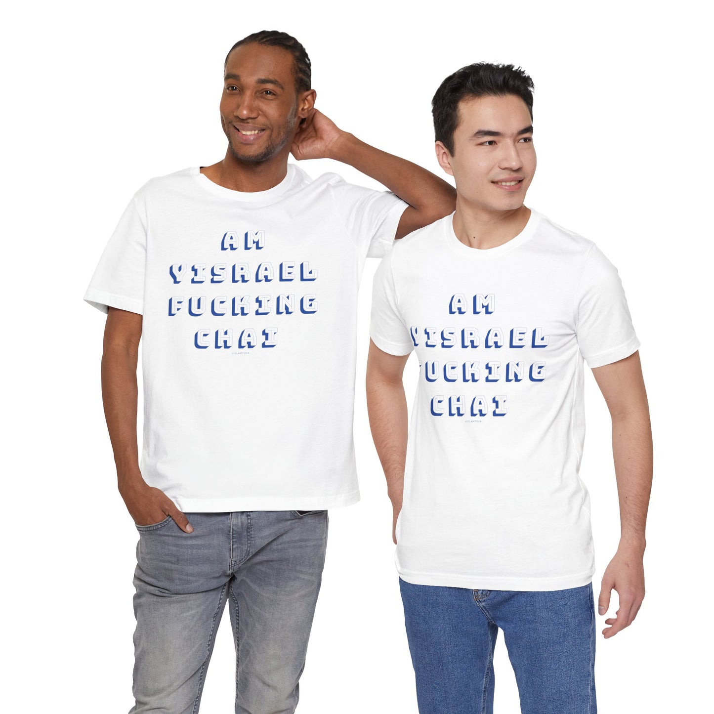 Am Yisrael Fucking Chai Blue Unisex Jersey Short Sleeve Tee