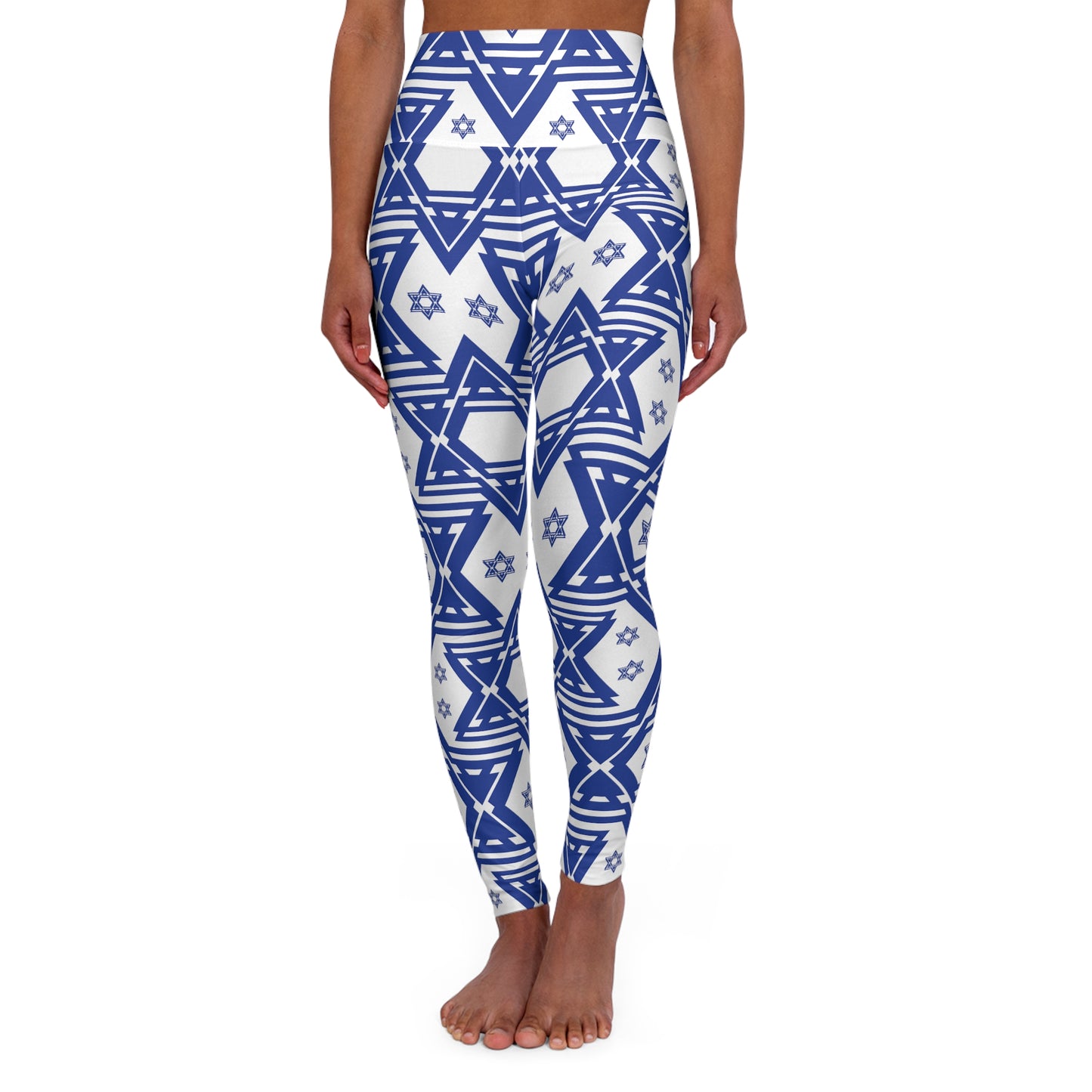 Maayan Blue & White High Waisted Yoga Leggings