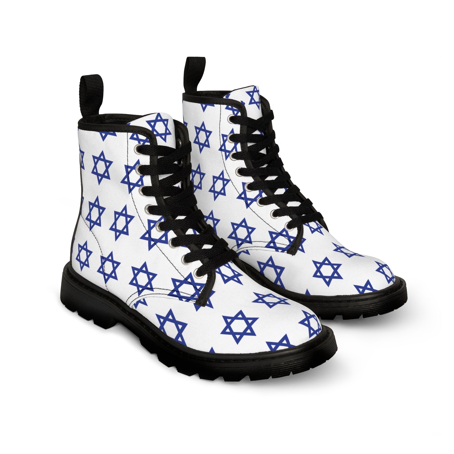 Classic Jewish Stars on White Women's Canvas Boots