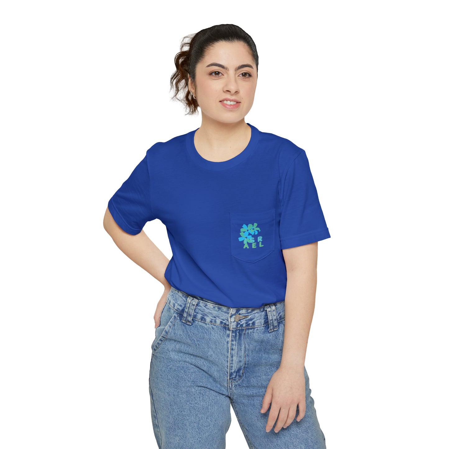 Blue Israel Flower Unisex Pocket T-shirt