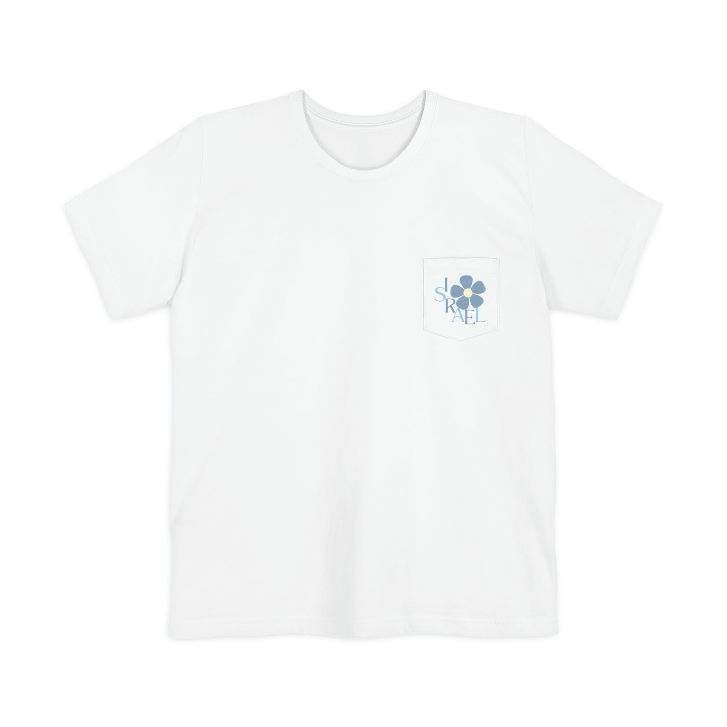 Isa Blue & Grey Support Israel Flower Unisex Pocket T-shirt