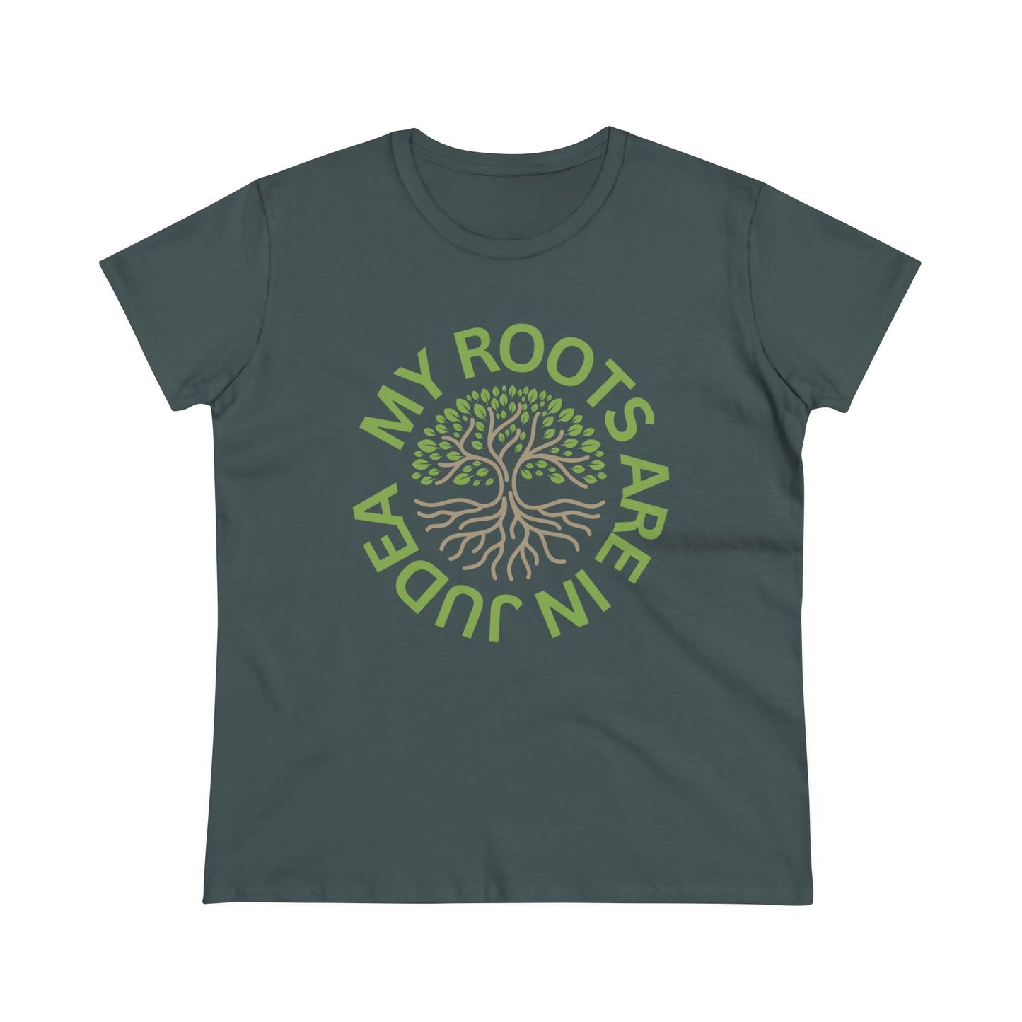 My Roots Are In Judea Green Circle Women's Midweight Cotton Tee