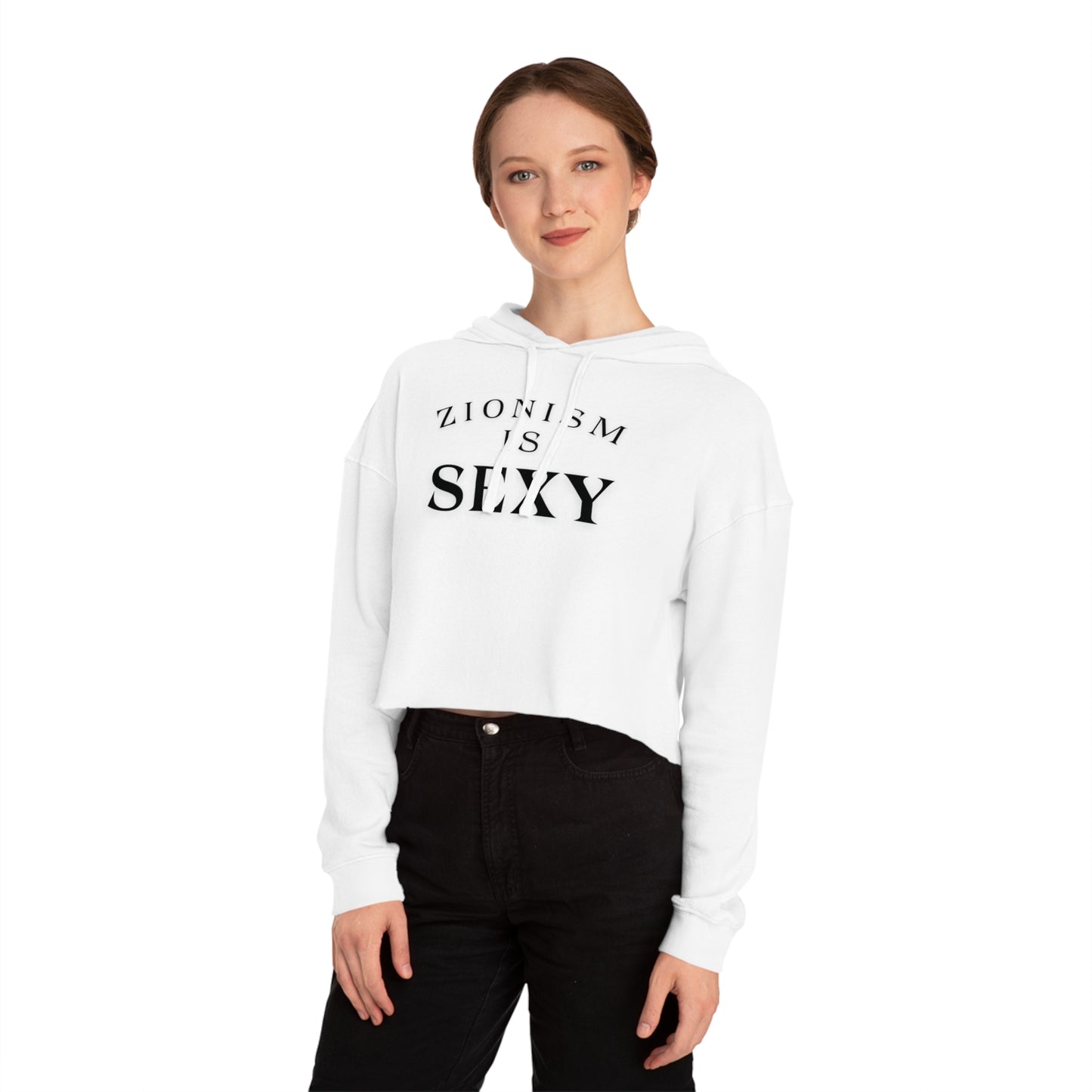 Zionism Is Sexy Curve Black Women’s Cropped Hooded Sweatshirt