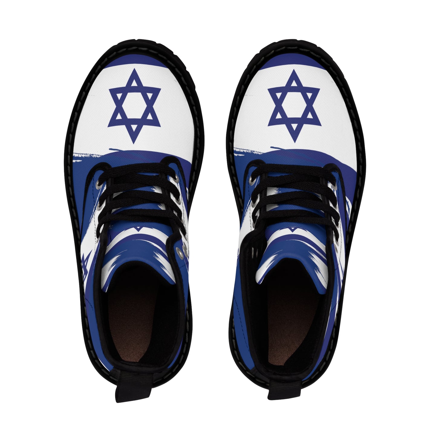 Ilay Larger Israel Flag Pattern on Blue Women's Canvas Boots