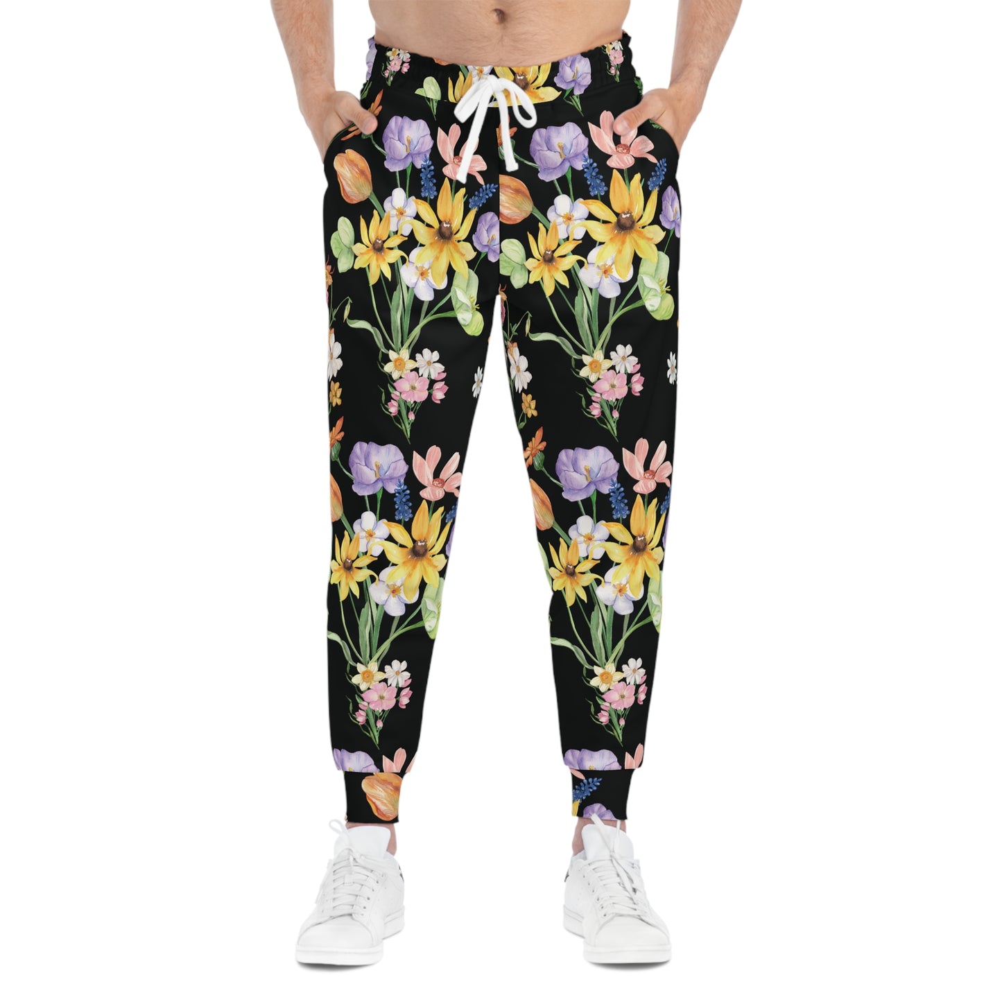 Yvonne Floral Pattern on Black Athletic Joggers