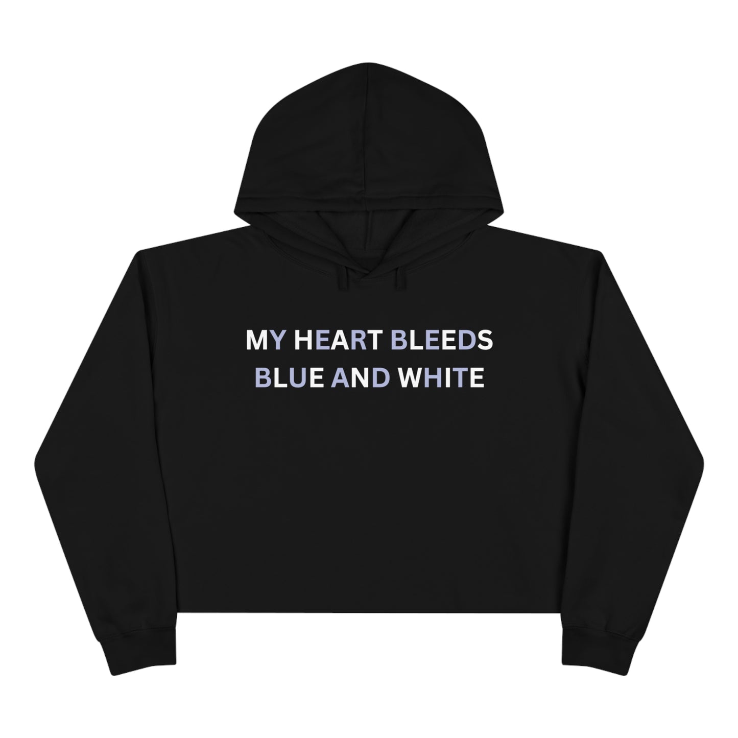 Heart Bleeds Blue & White Crop Hoodie