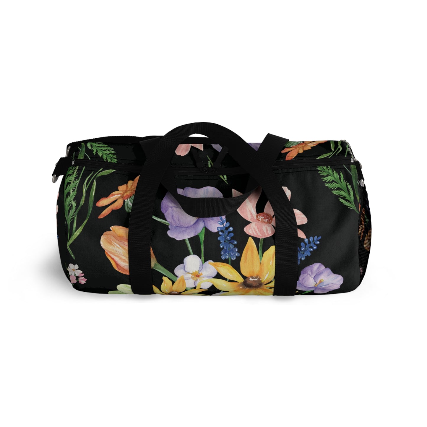 Yvonne Floral Pattern on Black Duffel Bag