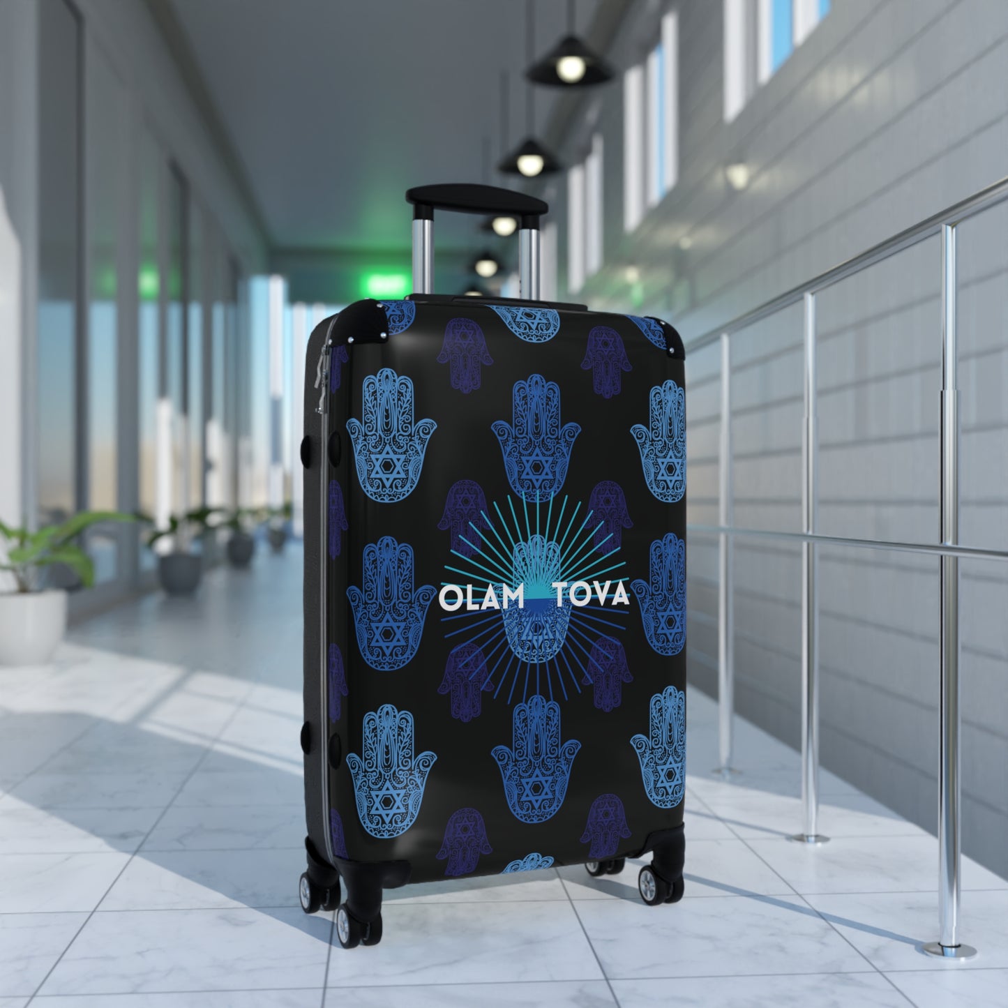 Gita Navy Blue Mix Hamsa Pattern Suitcase