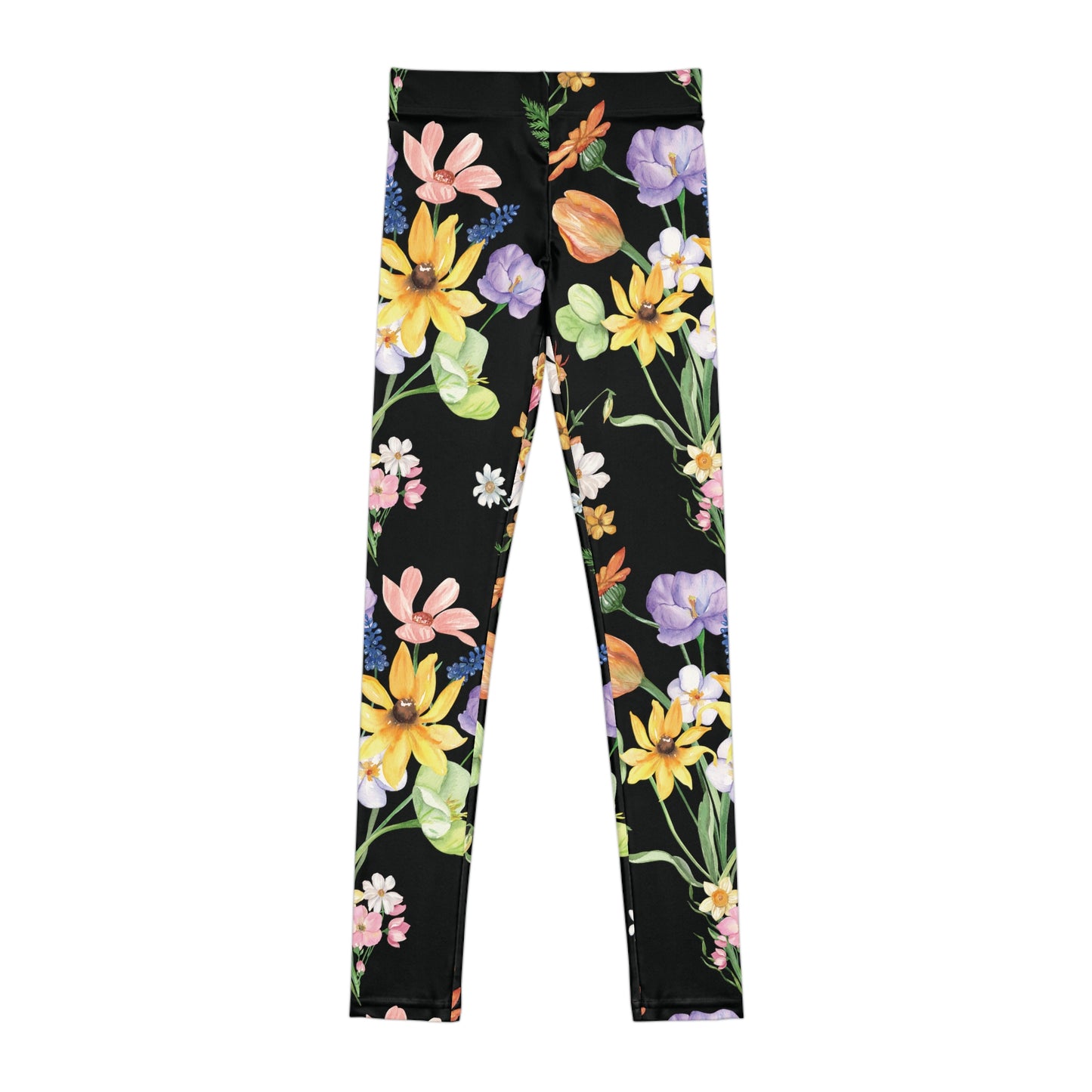 Yvonne Floral Pattern on Black Youth Leggings