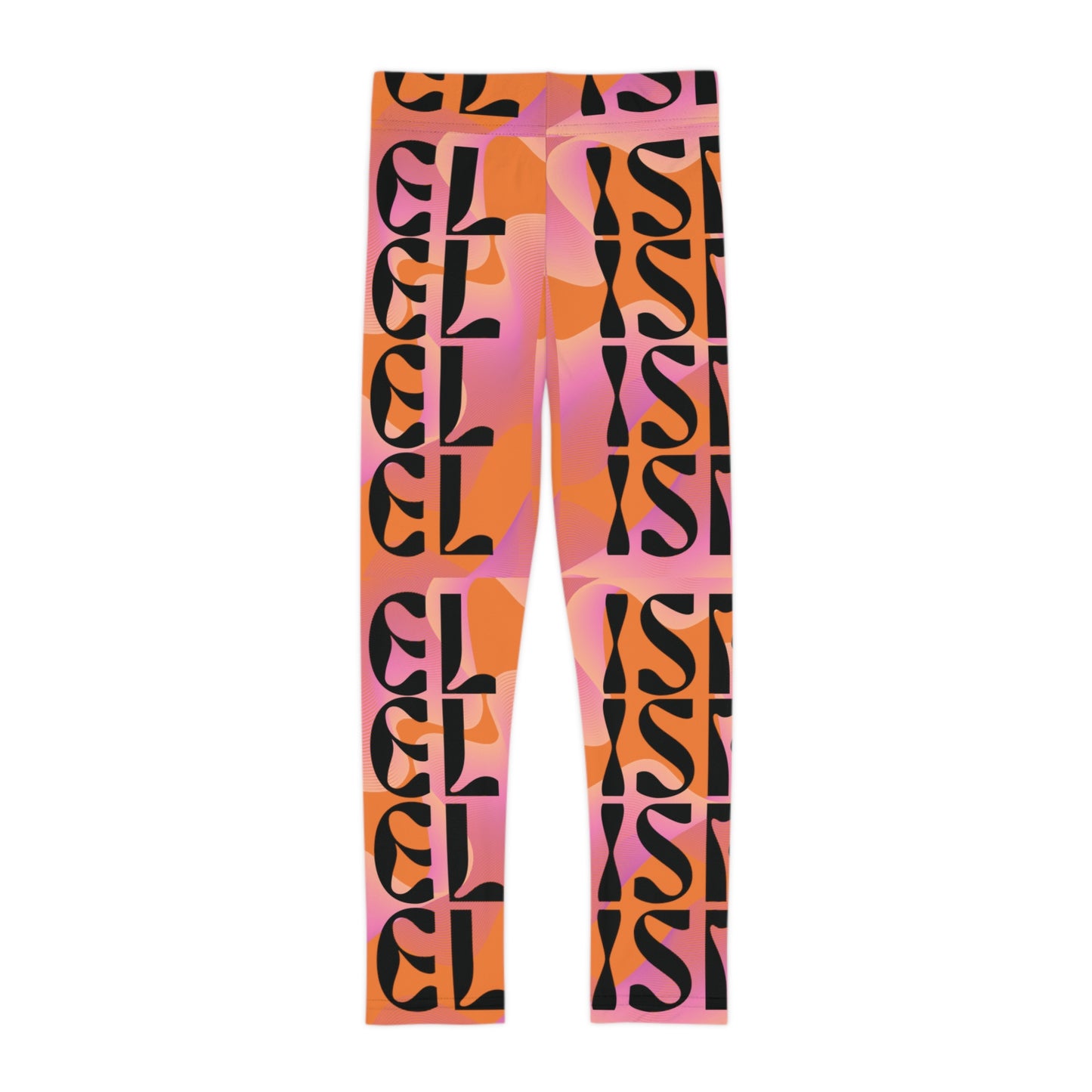 Flow & Squiggle Israel Pink & Coral on Orange Kids Leggings