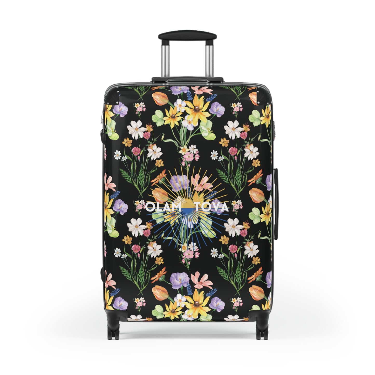 Yvonne Floral Pattern on Black Suitcase