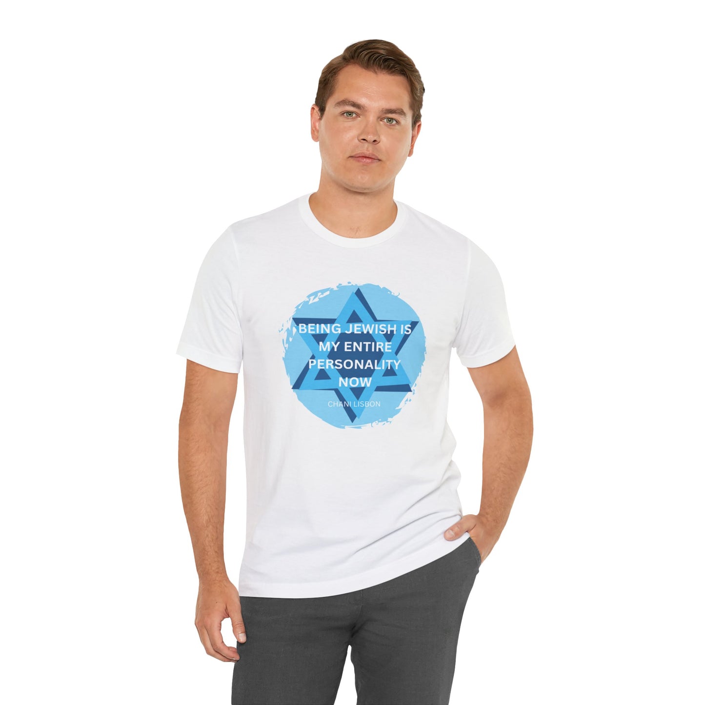 Chani Libson Jewish Personality Quote Design G Blue Unisex Jersey Short Sleeve Tee