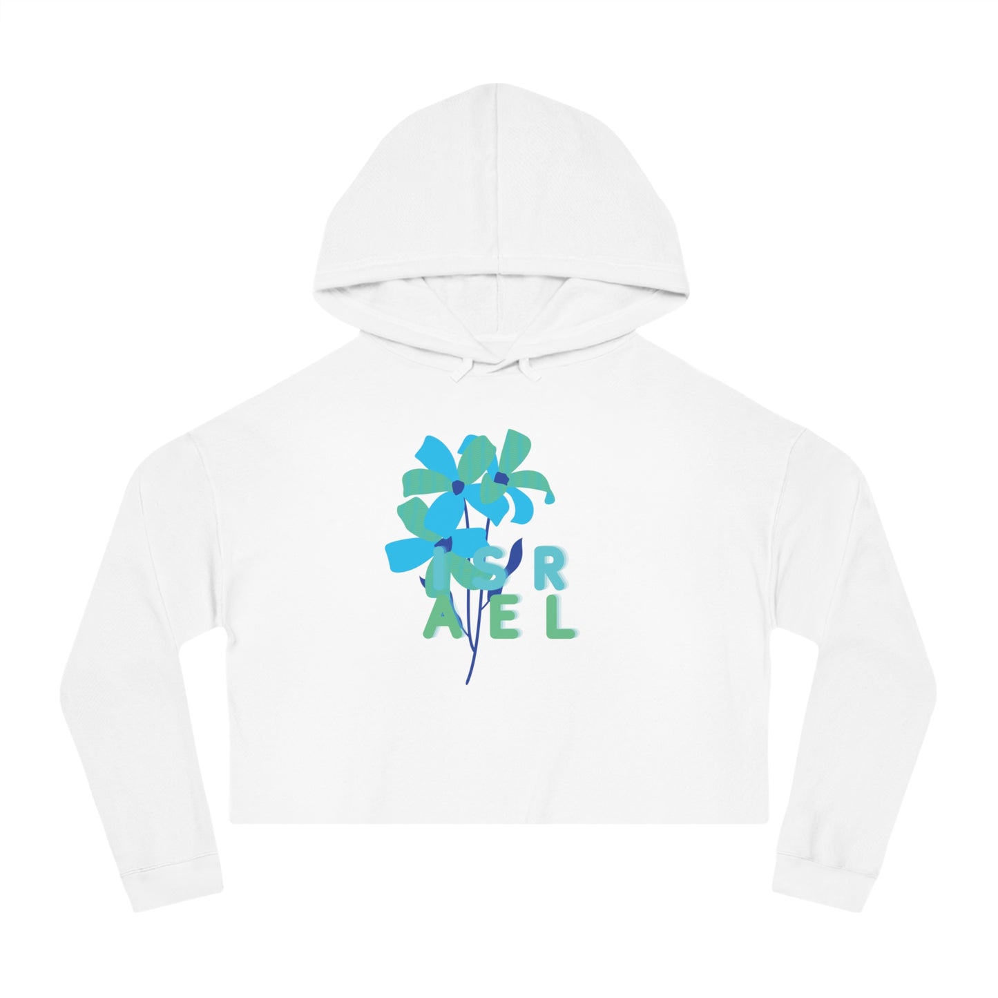 Blue Israel Flower Women’s Cropped Hooded Sweatshirt