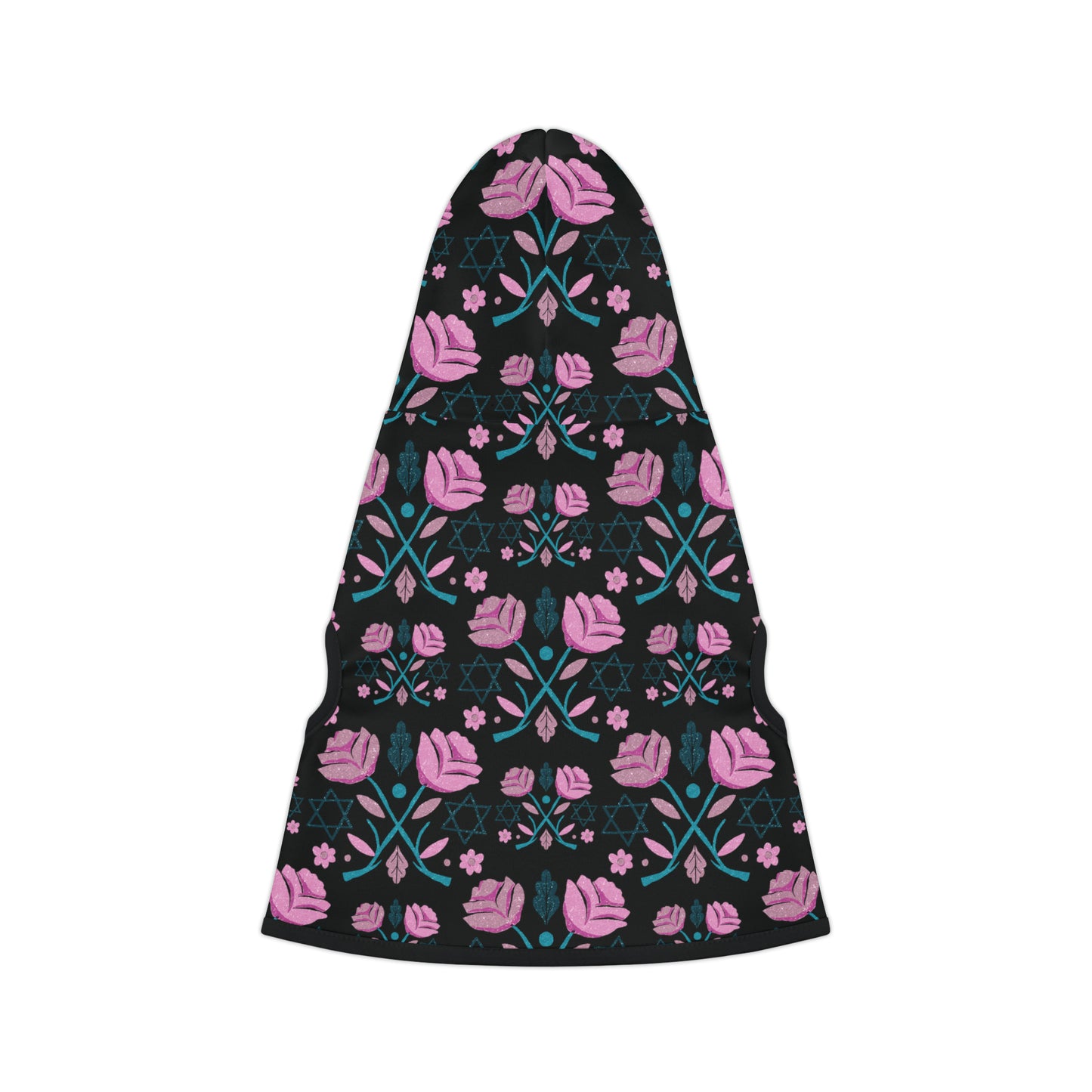 Beth Pink & Blue Pattern on Black Pet Hoodie