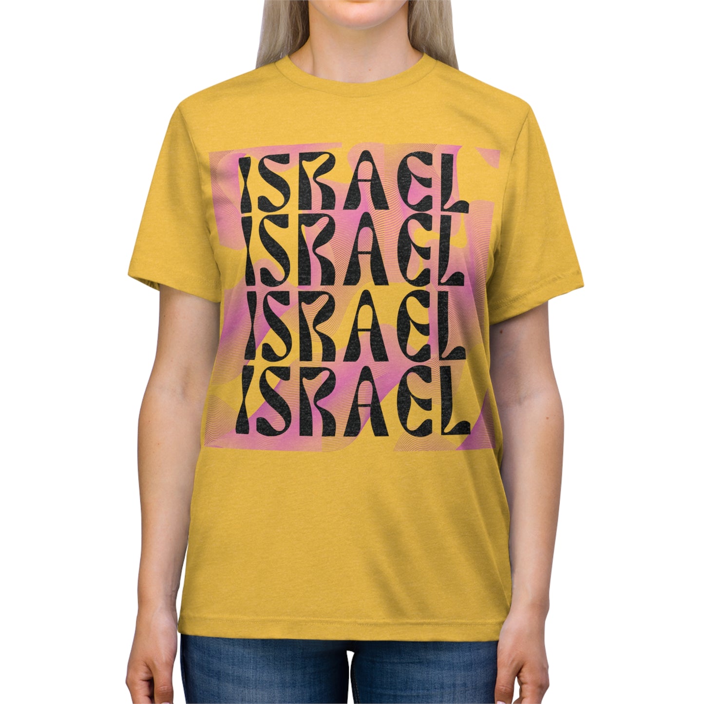 Flow & Squiggle Israel Pink & Coral Square Unisex Triblend Tee